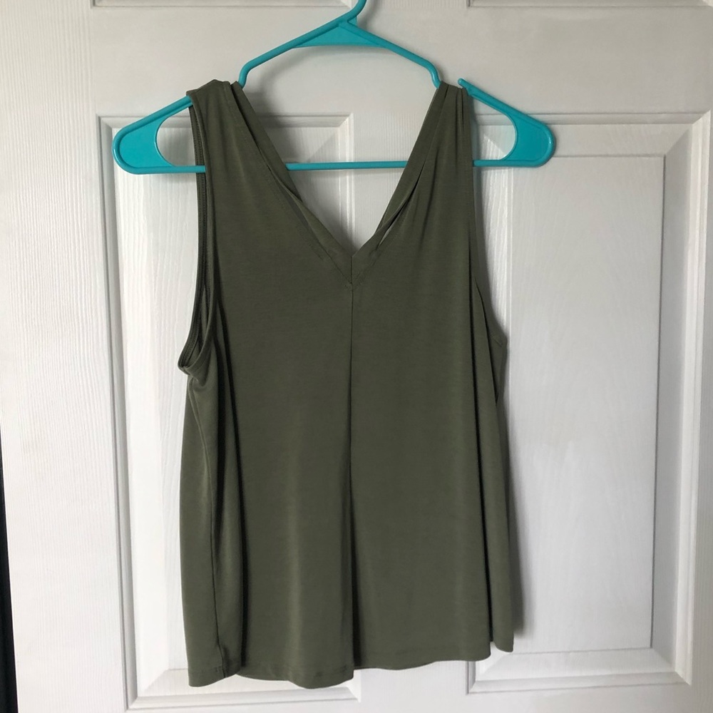 Olive Green American Eagle Tank Top Cross Back